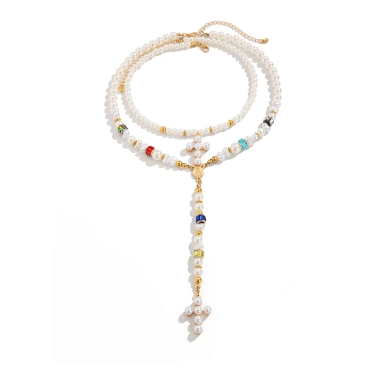 Multi Purpose Vintage Simulated Pearls Necklace Adjustable Clasp for Multi Layer Stacked Everyday or Formal Accessories