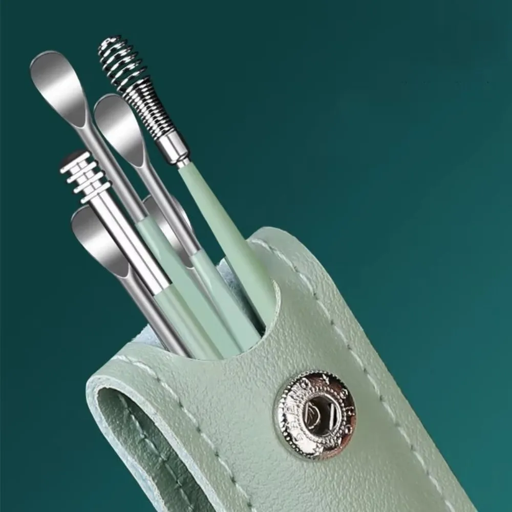 6PCS Gifts 360° Stainless Ear Pick Spiral Design Portable Spring Ear Scraper Ear Wax Remova Ear Canal Cleaner Tool