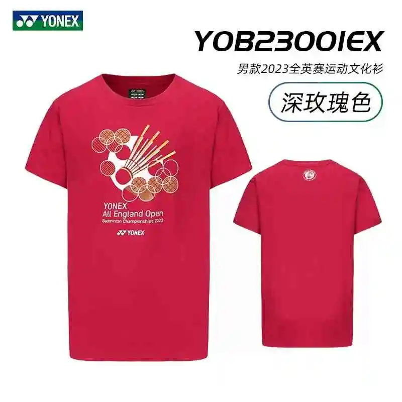 Yonex 2024 New Badminton Tennis Suit Men's Sports T-shirt Short Sleeve Comfortable Breathable Sweat-absorbent Quick-drying