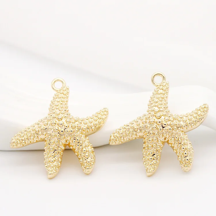 4PCS 20x25MM 28x28MM 24K Gold Color Plated Brass Starfish Charms Pendants High Quality Diy Jewelry Accessories