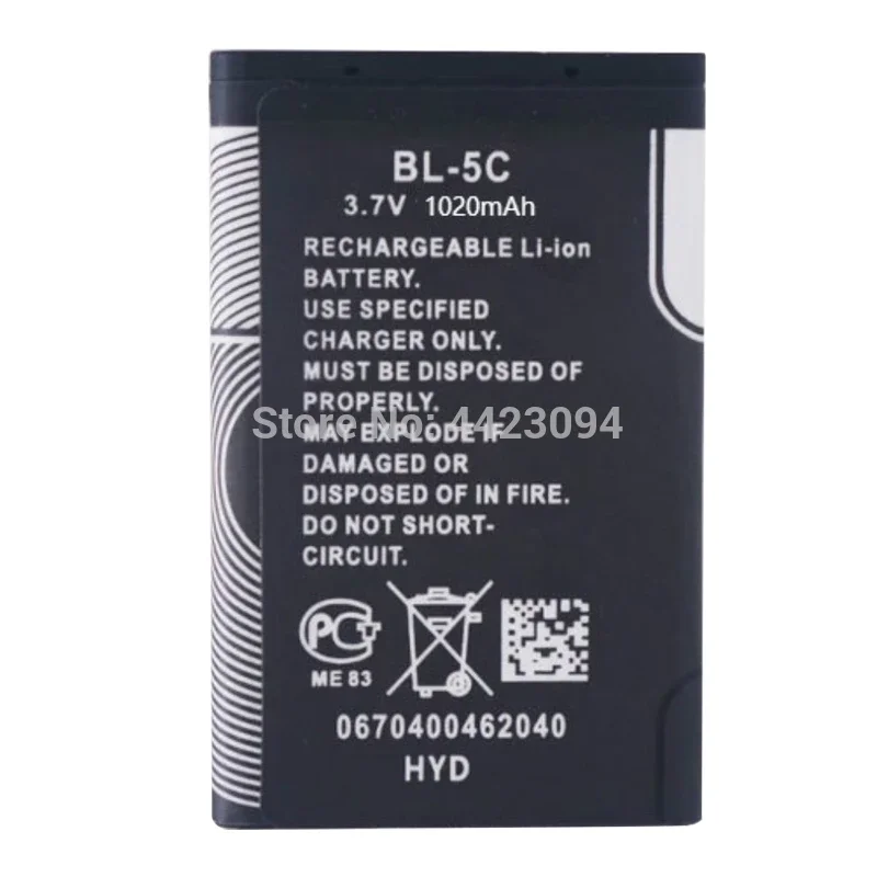 Batería de repuesto para teléfono Nokia, BL-5C BL 5C de 3,7 v, 1020mAh, 1100, 1110, 1112, 1208, 1600, 2255, 2270, 2280, 1-5 Uds.
