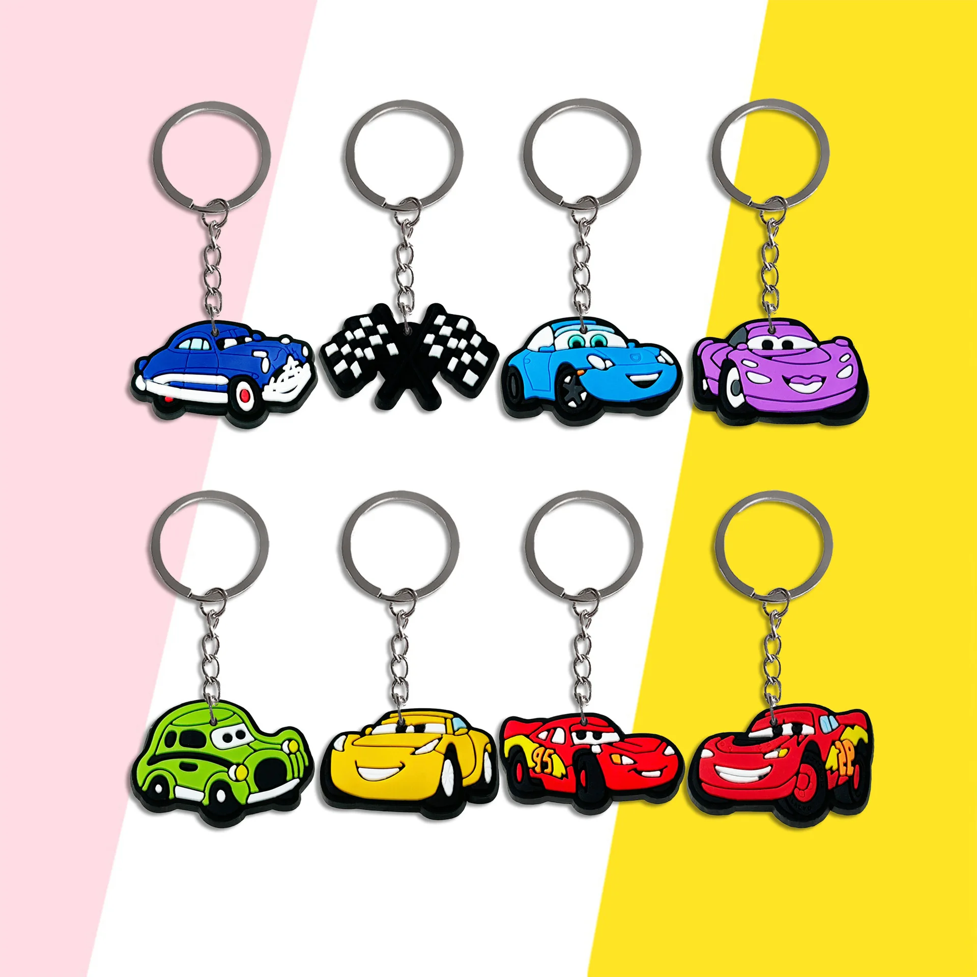 

Disney Anime Cars Series Keychain Cute Cartoon Lightning McQueen Patch Adhesive Pendant Backpack Decoration Children's Toy Gifts