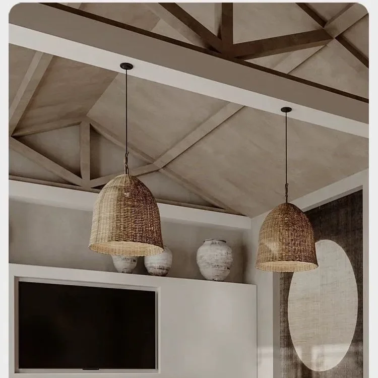 ثريا غرفة الشاي لمطعم Wabi-sabi Wind Rattan، دراسة تحسين المنزل اليابانية القديمة، غرفة المعيشة Zen Homestay