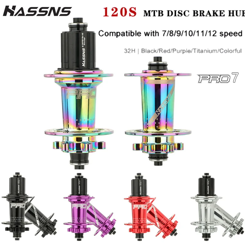 HASSNS PRO7 Mtb Hub 32 ثقوب تحمل دراجة هوائية جبلية Freehub المحور الخلفي 32h مكعب صاخبة البطانات دراجة 12 11 10 9 8 7 سرعة