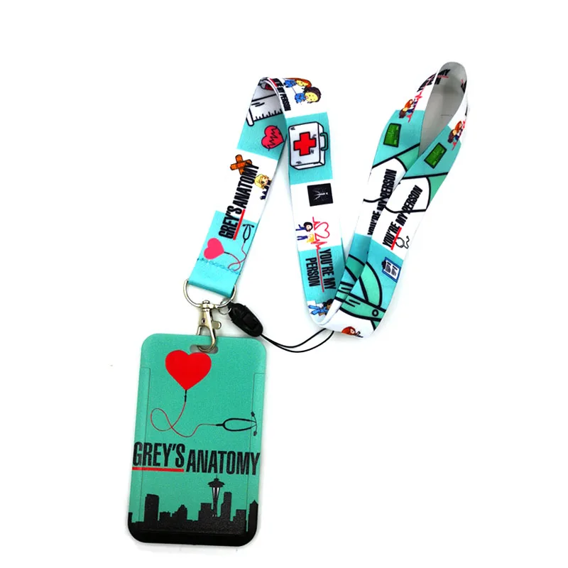 Grey's Anatomy Doctor Fashion Lanyard ID Badge Holder Bus Pass Case Cover Slip Bank Credit Card Holder Strap Card Holder