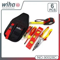 Wiha 6-in-1 Tool Kit Belt Pouch Insulated Pliers Inductive Stylus Insulated Screwdriver Tape Measure Horizontal Ruler 90028C