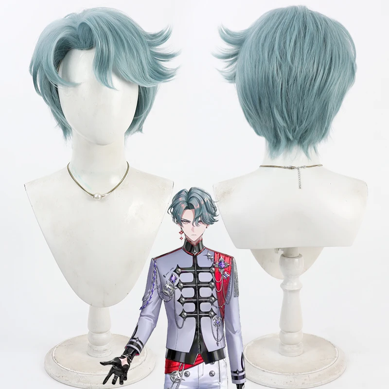 

Virtual YouTuber Freodore Cosplay Wig Halloween 30cm Short Green Men Heat Resistant Hair