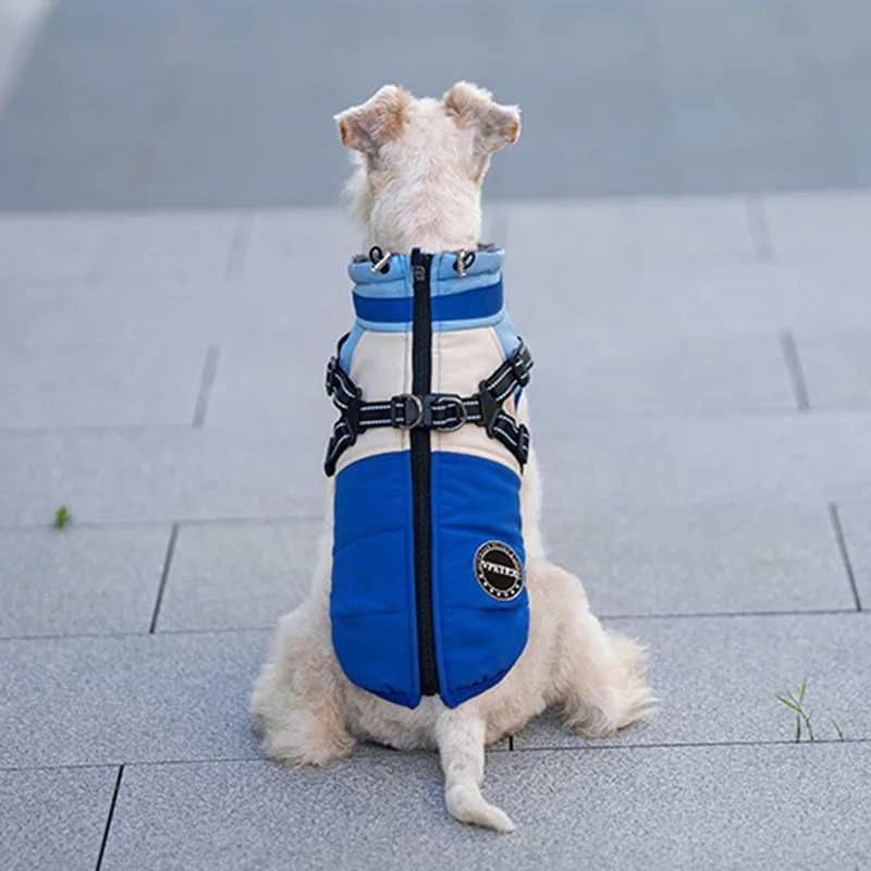 Winter Dog Waterproof Jacket with Traction Buckle Warm Pet Clothe Dog Cotton Jacket Suitable for Small and Medium Dogs Schnauzer