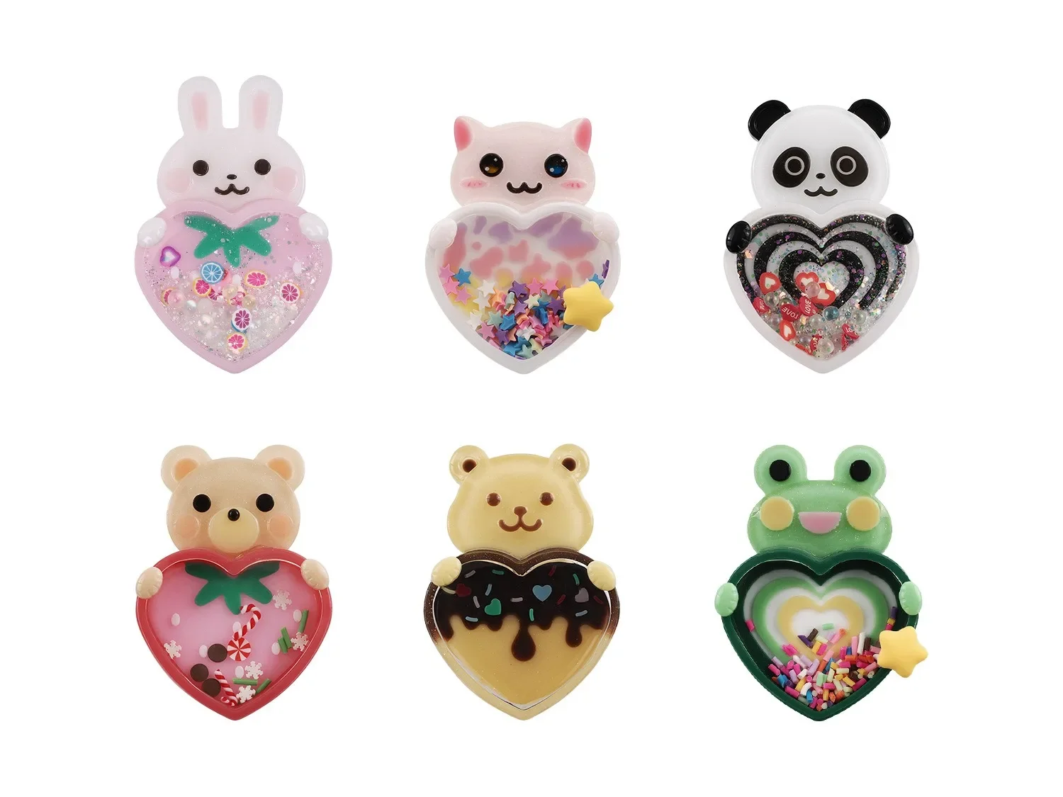 Flowing Sand Animal Love Cat Rabbit Little Bear Oil Shake Music Silicone Mold DIY Crystal Epoxy Resin Mold