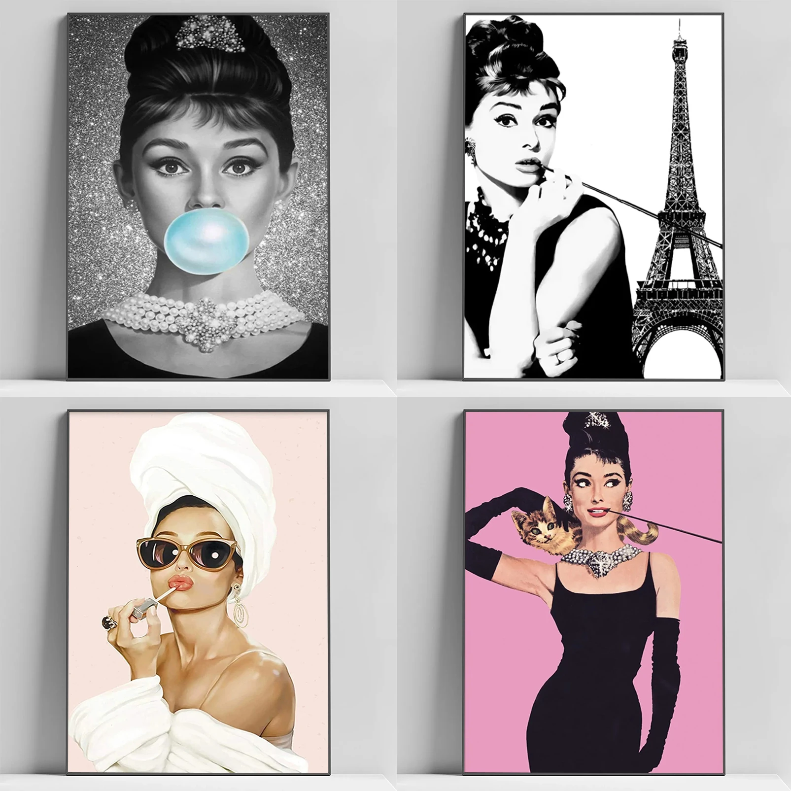 Famous Actress Audrey Hepburn Poster Decoration Home Decorations Room Decor Painting on Canvas Art Posters for Wall Decororation