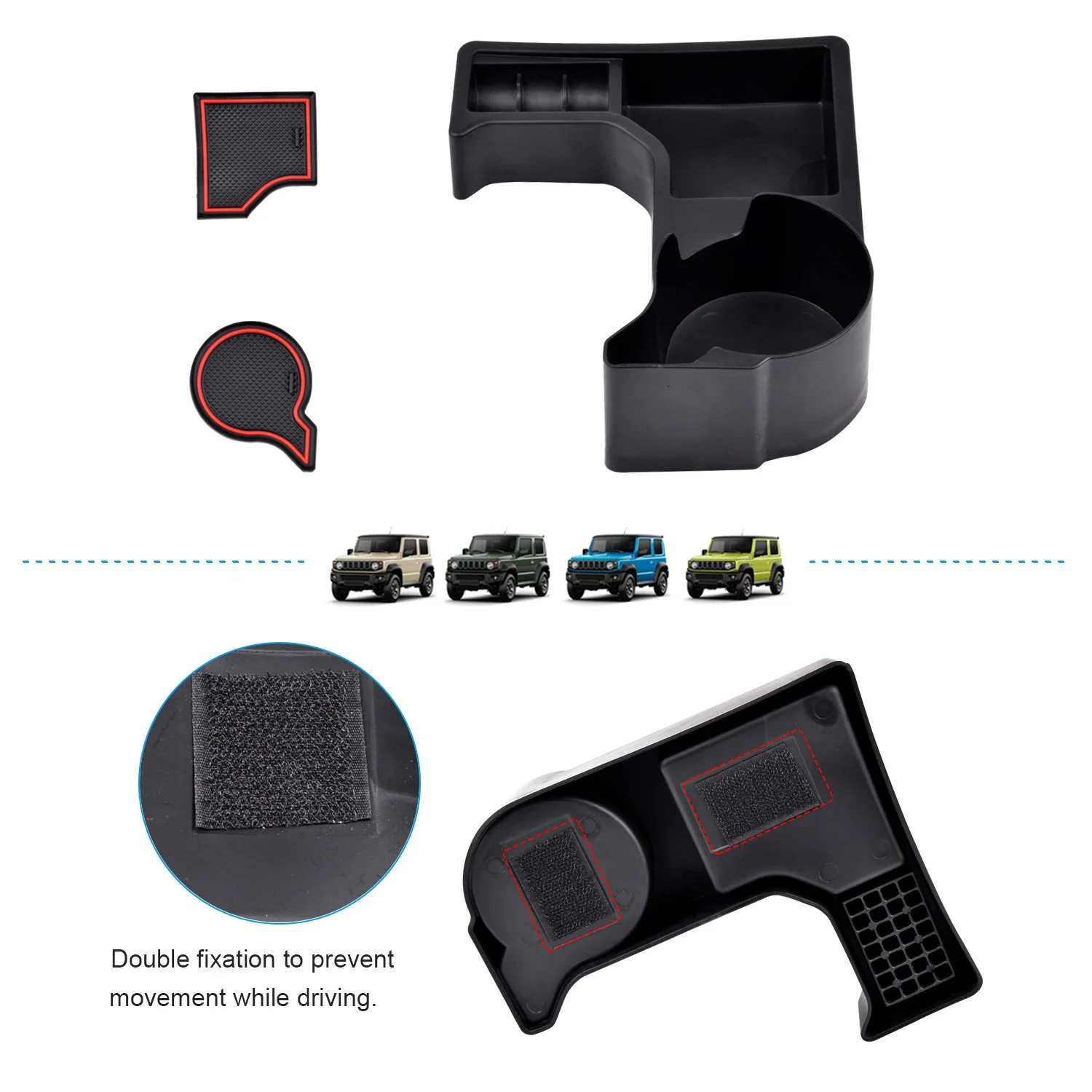 Stowing Tidying Car Gear Shift Storage Box Organizer Tray Cup Holder Knob Lever Shifter Boot Mat For Suzuki Jimny 2019 2020 2021