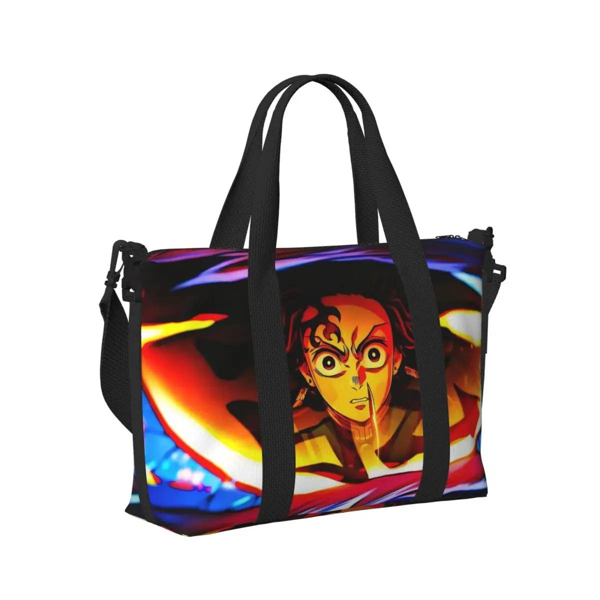 

Anime Demon Slayer Beach Travel Bag Large Capacity Tote Bags for Gym Yoga Women Shopping Duffle Shoulder Bag