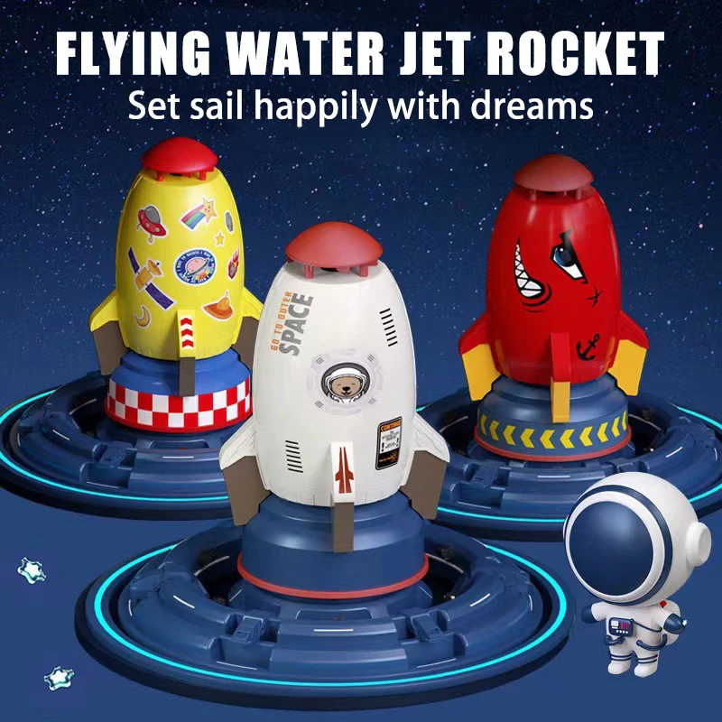 Lanceur de fusée à jet d'eau 62 pour enfants, jeux de fête spatiale, arroseur extérieur, filature volante, éclaboussures, jeu d'été, jouet Montessori