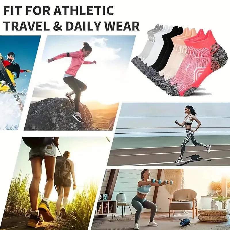 5/10 Pairs Neutral Sports Socks Fashionable Striped Sweat Absorbing Breathable Outdoor Running Basketball Couple Casual Socks﻿ image 3