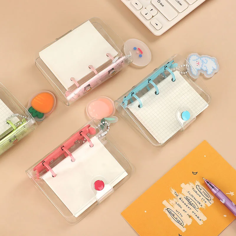 Korean Version Cute Transparent Shell Mini Pocket 3 Circle Diary Agenda Notebook Organizer Loose Leaf Folder Journal  Stationer