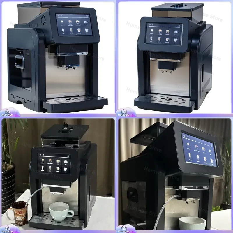 

Fully Automatic Espresso Stainless Steel Coffee Maker with Large Touch Screen for Home Office Kitchen