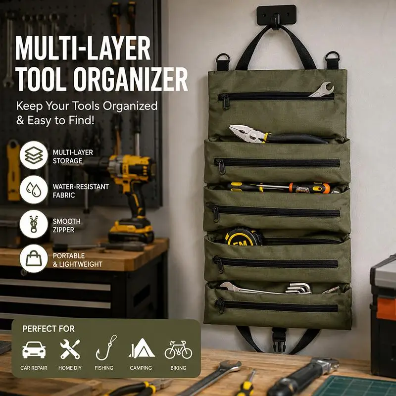 5 Compartments Tool Handbag Multi-functional: Canvas Bag Vehicle Maintenance Storage Multi-Layer