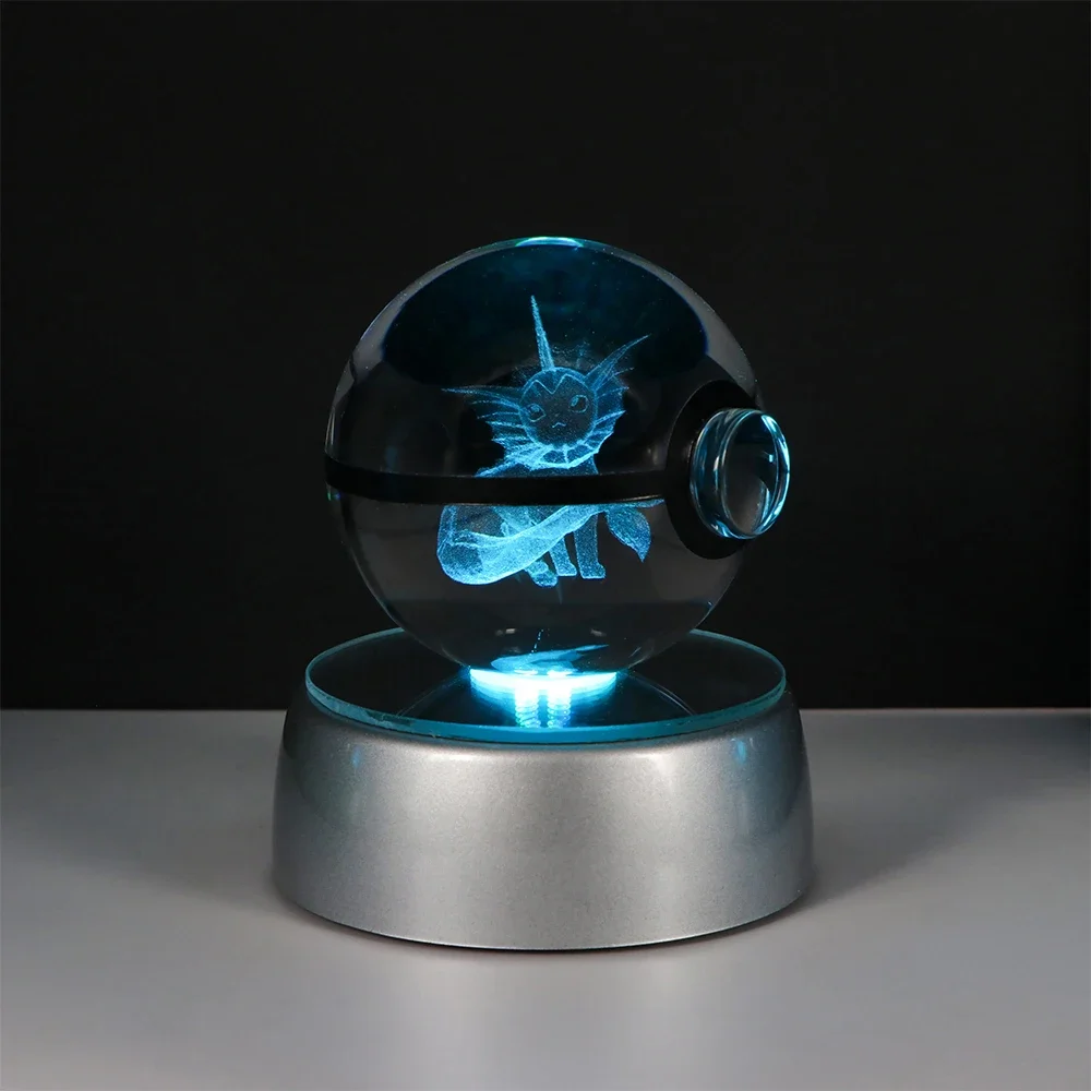 Pokemon 3D Crystal Ball Pikachu Gengar Eevee Mewtwo Anime Game Pokeball met Led Nachtlampje Basis Kerstcadeau Woondecoratie