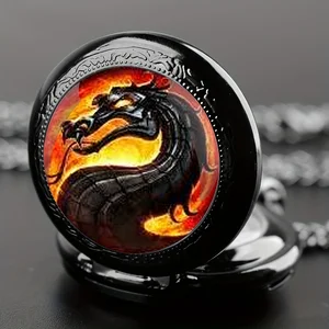 Retro Black Dragon Quartz Pocket Watch, Colar Animal, Relógio Pingente Criativo para Adolescentes e Crianças, Presente para Crianças 6 principais vendas relogio dragao preto - №5