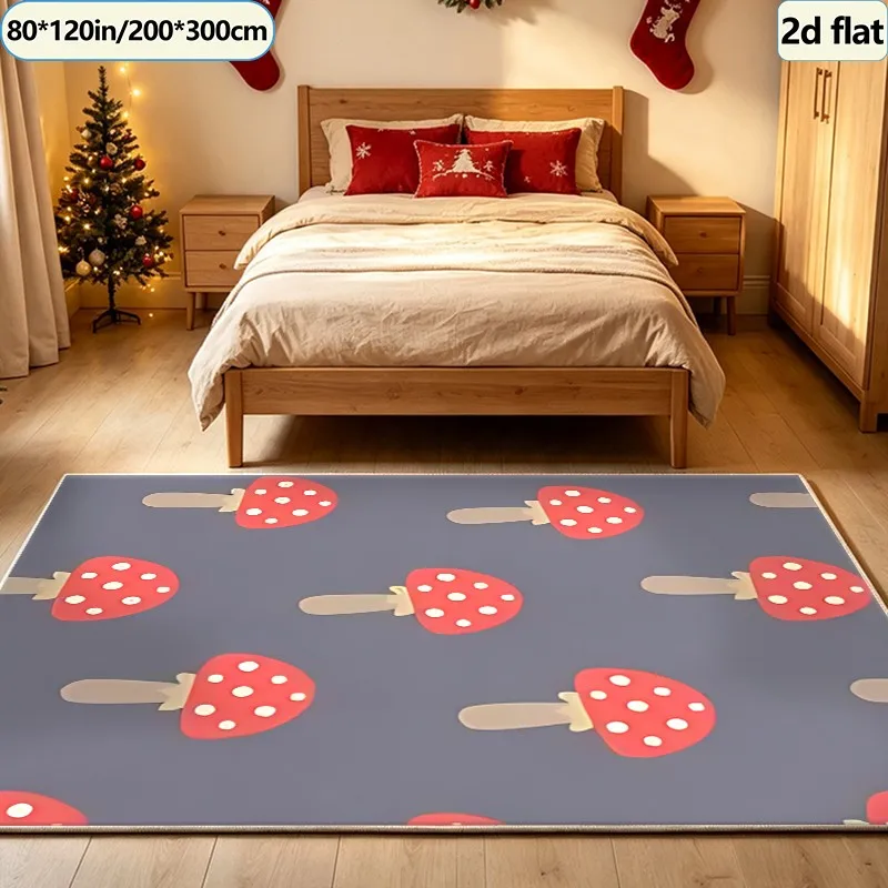 Cute Cartoon Red Spotted Mushroom Rug, Whimsical Children's Rug, Suitable for Living Room, Bedroom, Children's Room, Home Decoration