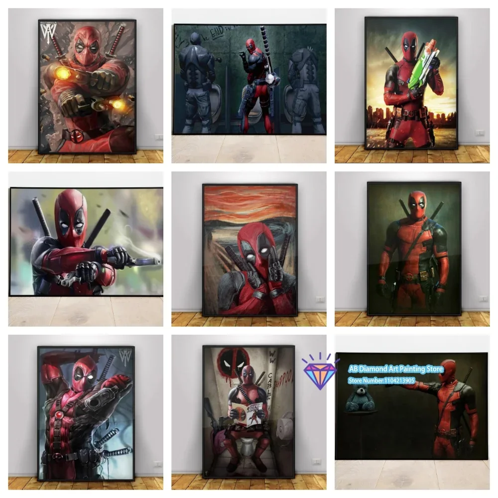1pc frameless Deadpool Marvel Superheroes Square Round Diamond Painting Kit 5D DIY Cross Stitch Handmade Art Crafts Home Decor F