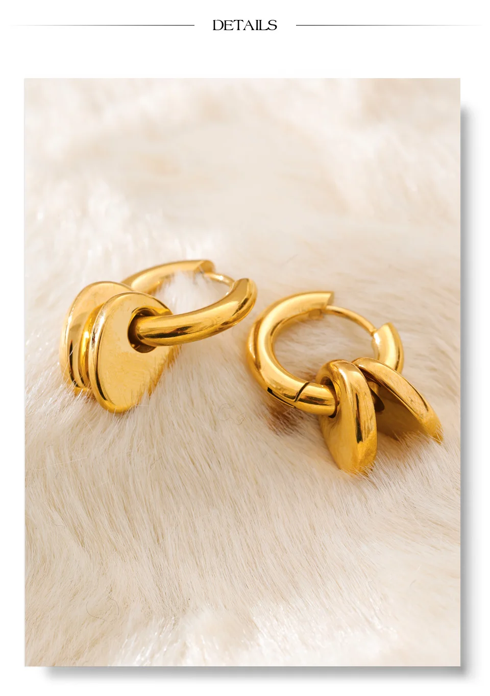 Yhpup Tägliche Doppel-Herz-Tropfen-Creolen aus Edelstahl für Damen, vielseitig, trendig, charmant, wasserdicht, Schmuck, Geschenk 2026 – Detail 5