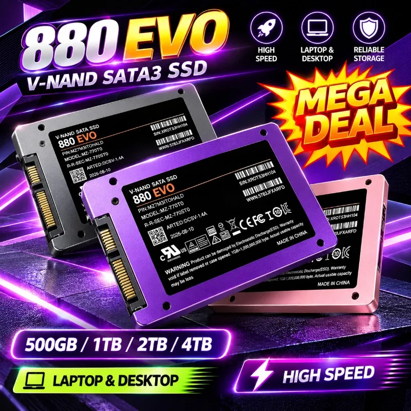 Genuine 880 EVO 2.5 Inch SATA3 SSD Internal Solid State Drive 500GB 1TB 2TB 4TB Hard Disk Solid State Drive for Laptop Desktop