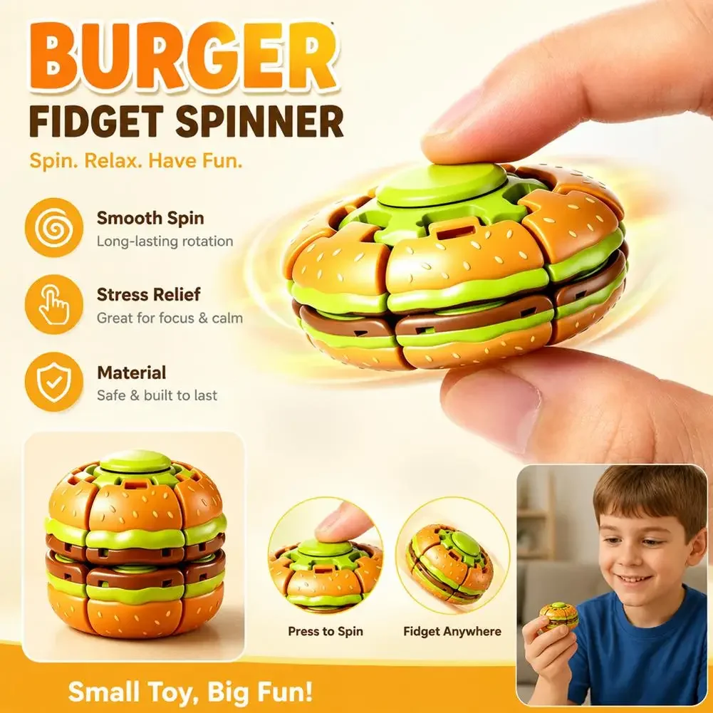 Press The Gyro Ball Decompression Toy The New and Strange Fingertip Gyro Tide Play Cross-border Burger Spinning Ball