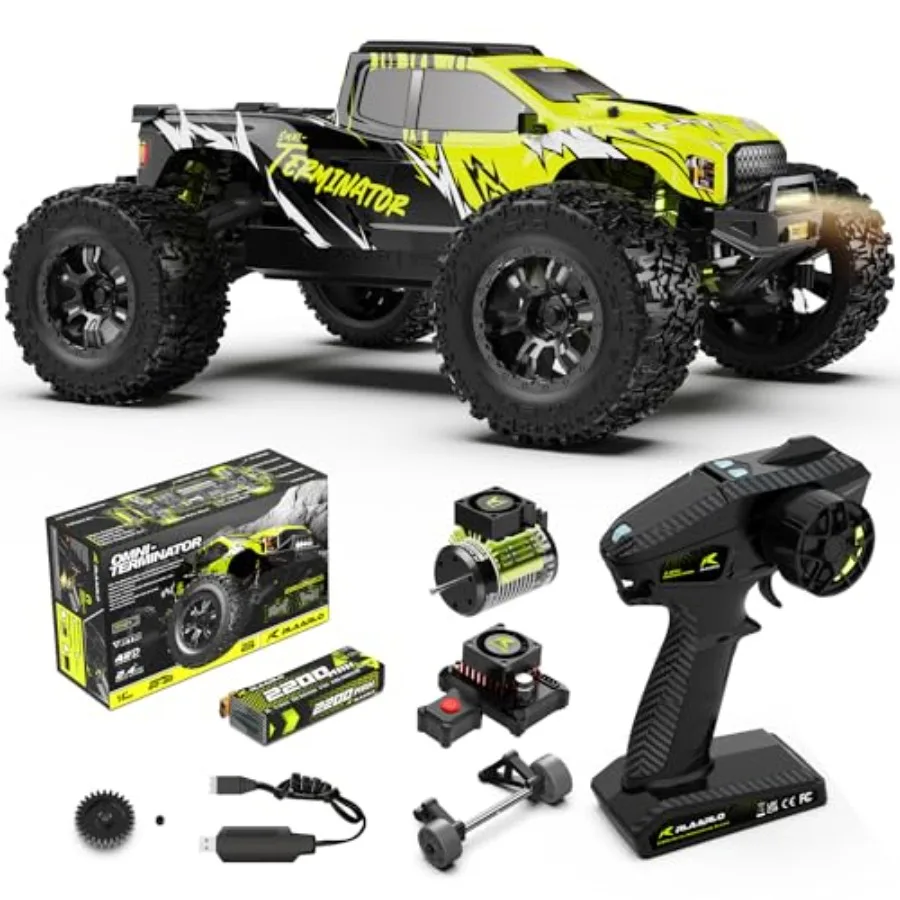 

Off-Road Monster Truck RC Car for Adults Waterproof 4WD Brushless Electric RC Car Green Max 50mph Speed with 3S LiPo Battery