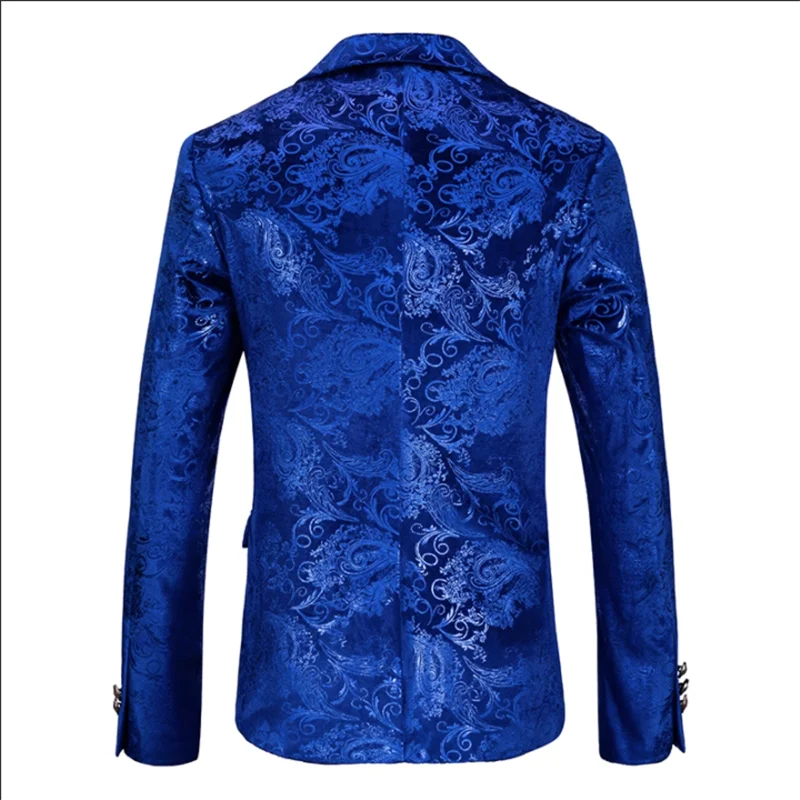 Qj Cinga Men Boutique Business Wedding Party Dress Suit Jacket Black / Blue Fashion Men\'s Gold Velvet Blazer Large Size 5XL