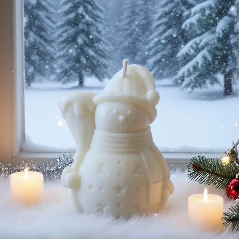 2025 nuevo sombrero de alce de Navidad muñeco de nieve molde de vela de silicona hecho a mano muñeco de nieve de Navidad aromaterapia molde de resina DIY regalo de fiesta