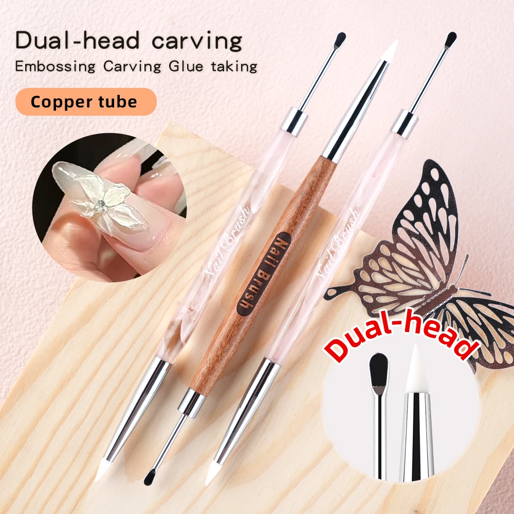 Sweet-Z 両端花絵画ブラシ ネイルアートマニキュアのヒント ジェル用品 カービングビルダーロッドスティックシリコンペン