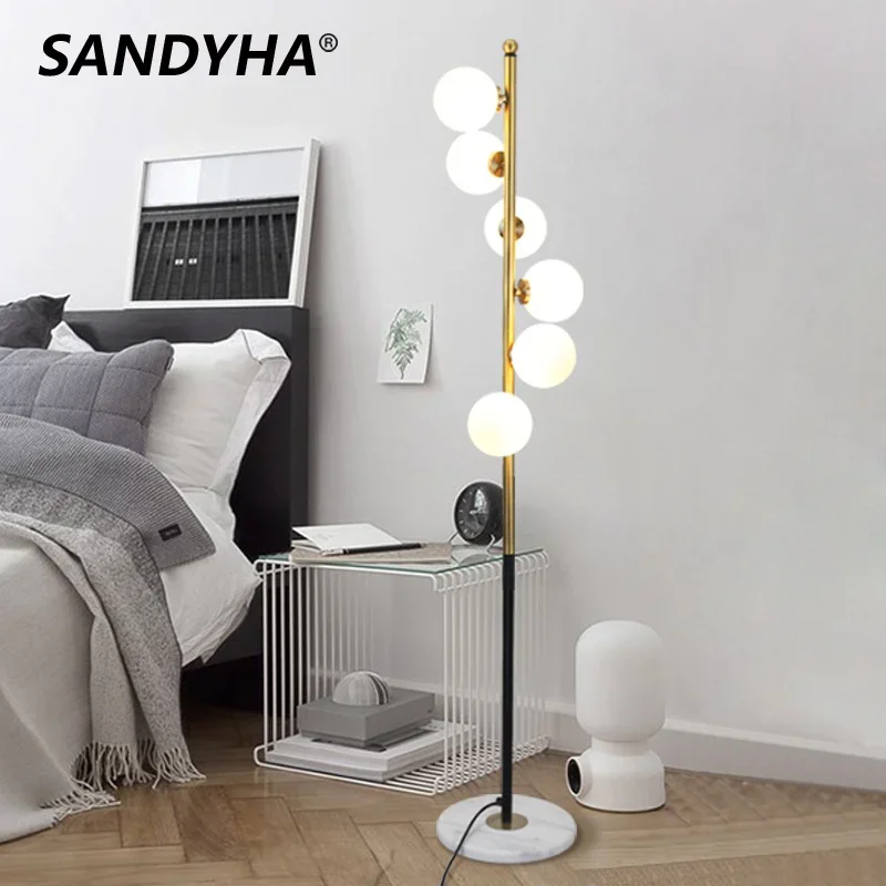 SANDYHA Floor Lamp LED Lighting For Bedroom Living Room Modern Standing Lamp With Adjustable Brightness Dimmable Stehlampe