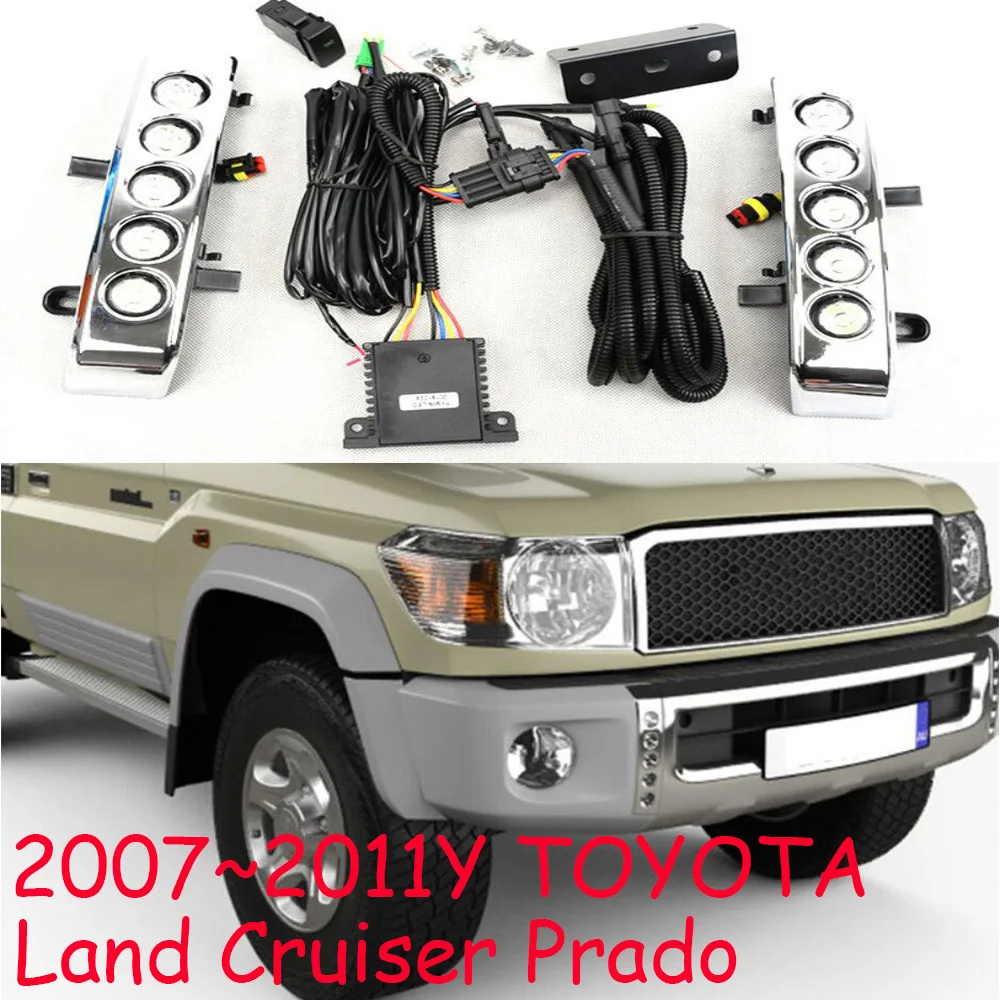 

Автомобильный бампер фары для Cruiser Prado дневные фары 2007 ~ 2011y DRL автомобильные аксессуары светодиодные фары для Cruiser Prado противотуманные фары