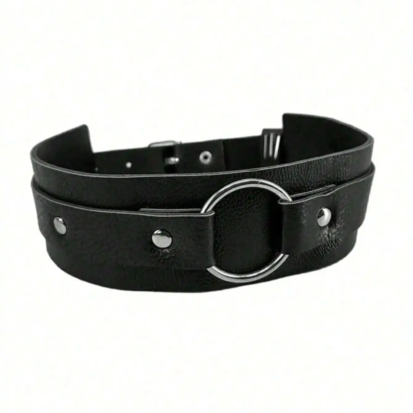 1pc Men\'s Black PU Leather Fashion Arm  Men\'s Punk Style Black Leather Arm Bands As Fashion Performance Accessories