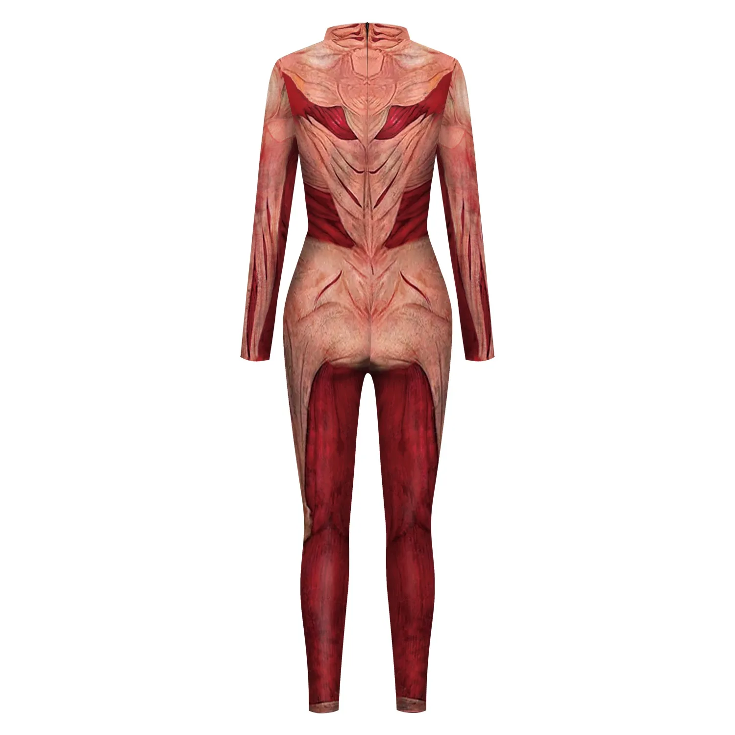 New Halloween Muscle Skin Jumpsuit Long Sleeve Cosplay Costume Set Jumpsuit 3D Printing Technology Printed Jumpsuit Adult