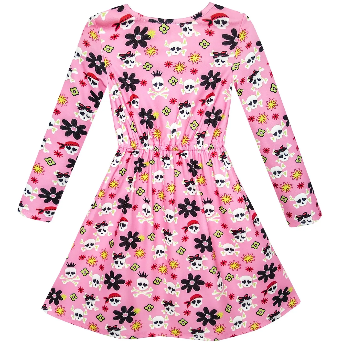 Girls Dress Halloween Skull Print Costume Dress