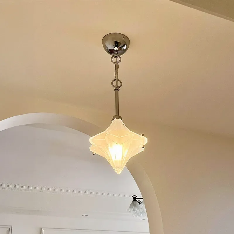 Vintage French Style Star Chandelier for Corridor Aisle Entrance Balcony Simple Modern Bedroom Bedside Ceiling Light Fixture