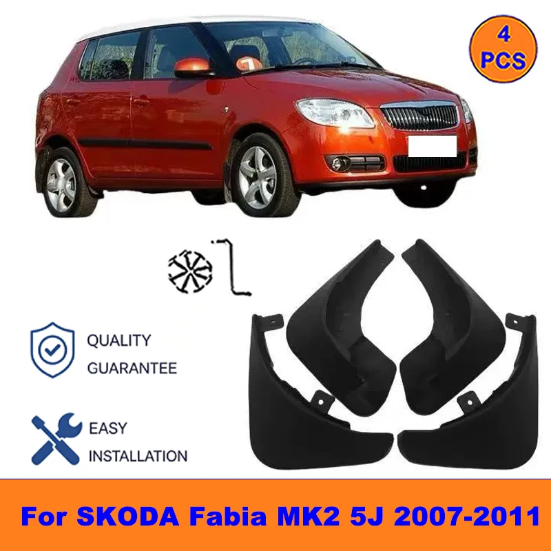 4Pcs Mud Flaps For SKODA Fabia MK2 5J 2007-2011-Splash Guards Front&Rear Wheel Fender Mudguards Car Exterior Protection Parts