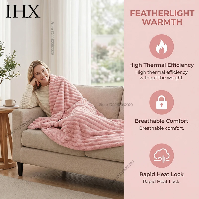 IHX Solid Color Imitation Rabbit Plush Milk Plush Thickened Thermal Leisure Home Blanket Office Nap Blanket, Custom Blanket Size