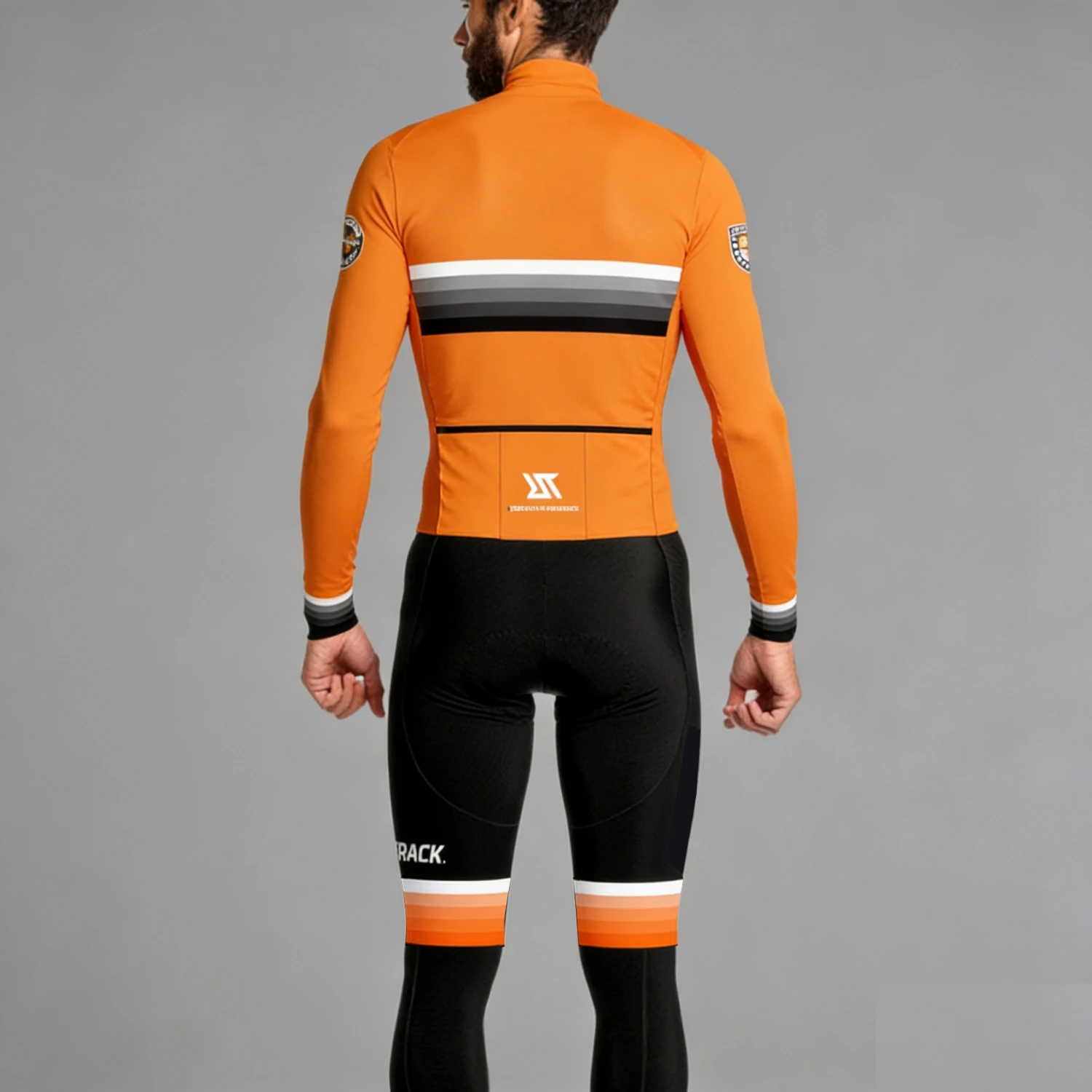 Pro Men\'s Trisuit Long Sleeve Triathlon Autumn Winter One-Piece Clothing Cycling Running Skinsuit RightTrack Apparel