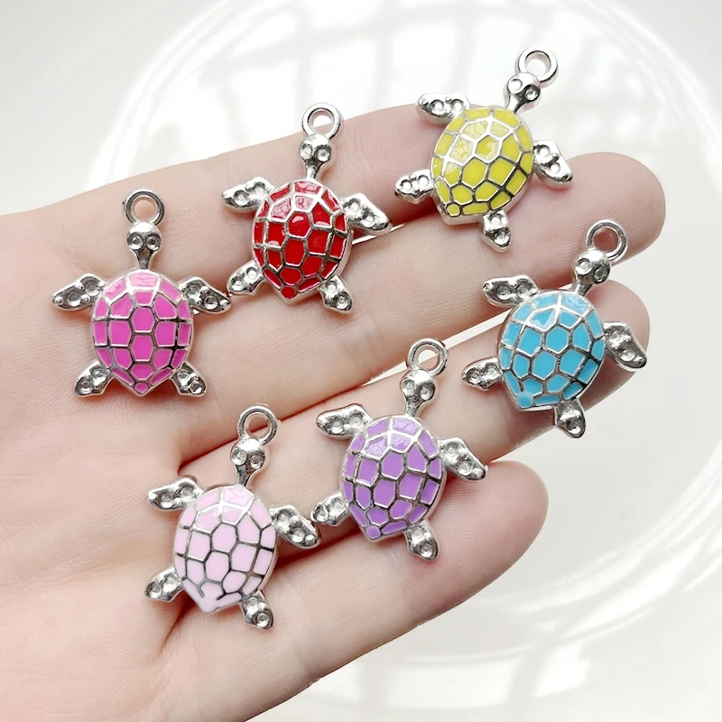 10pcs 28x24mm acrylic colored turtle pendants for jewelry making DIY jewelry discovery bracelets and earrings accessories