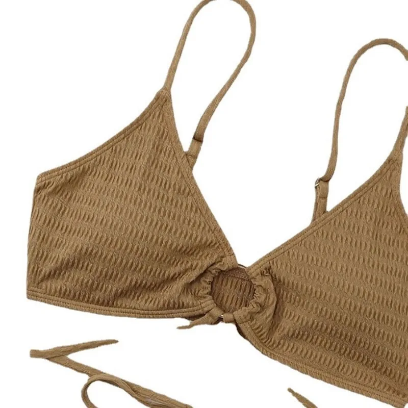 Costume da bagno costume da bagno donna estate nuovo bikini sexy europeo e americano tinta unita costume da bagno senza schienale con lacci