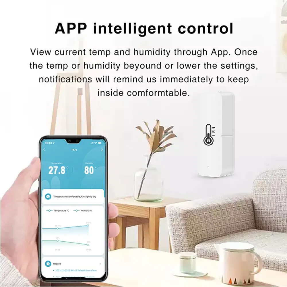 Tuya WiFi/Zigbee Smart Temperature Humidity Sensor Indoor Hygrometer APP Remote Monitor Via Smart Life Works With Alexa Google