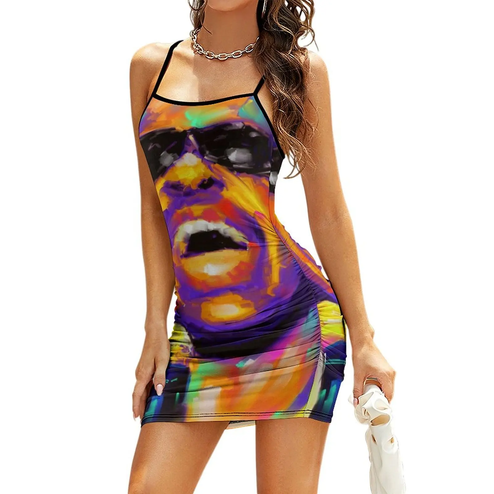 

Colourful portrait of Stevie Wonder Sling Dress Bridesmaid dress woman dress for women