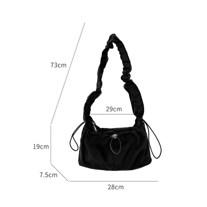 Women pleated shoulder bag trendy and artistic nylon fabric Underarm small square bag fashionable shoulder handbag