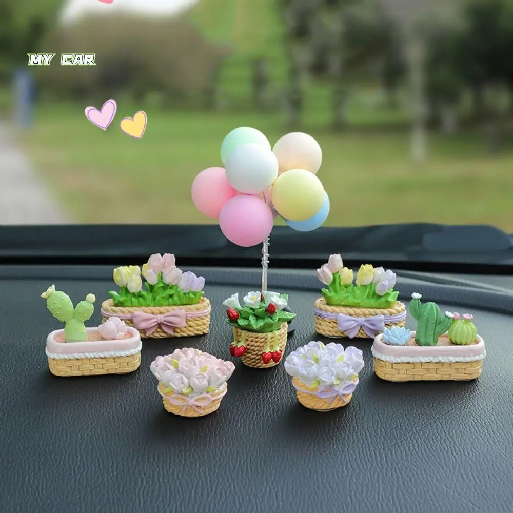 

Car Interior Supplies Tulip Car Ornaments Succulent Resin Car Dashboard Ornaments Cute Cartoon Cartoon Doll Ornaments Girls