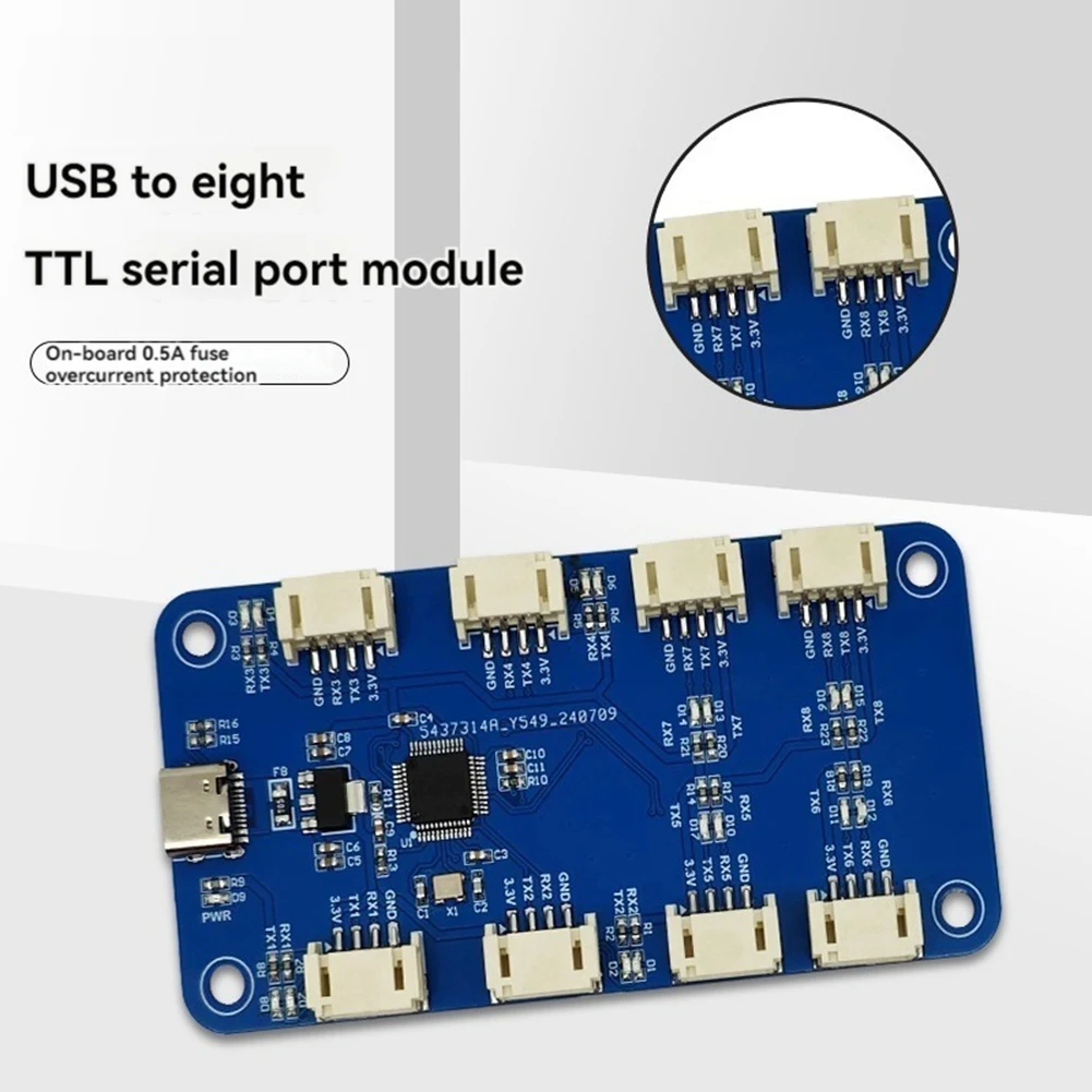 CH344Q USB Type C to 8-Way TTL Serial Module 8-Channel Serial Port UART Multi-Channel Serial Port Expansion Module