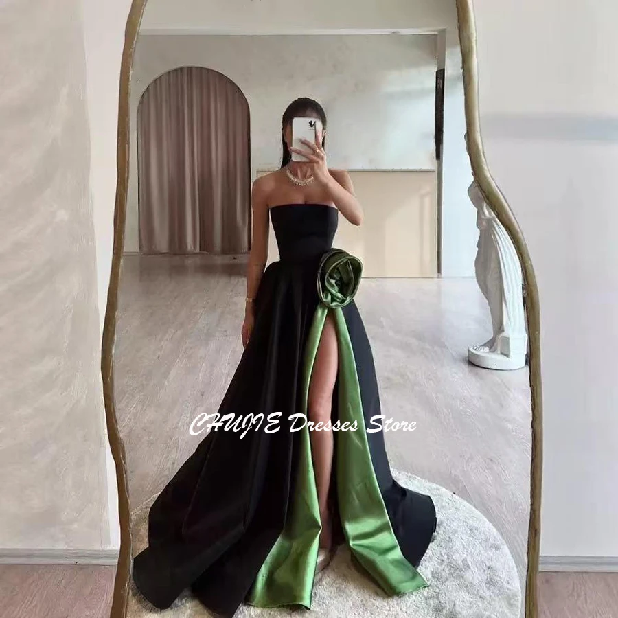 

Элегантные вечерние платья без бретелек для женщин с цветами ручной работы A LIne Свадебные вечерние платья Специальное вечернее платье по индивидуальному заказу