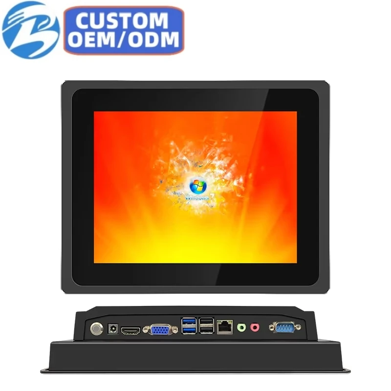 12 بوصة J1900 X86 بدون مروحة لوحة صناعية صغيرة كمبيوتر تعمل باللمس مقاوم للماء الكل في واحد لوحة الكمبيوتر لينكس الكل في واحد اللوحي